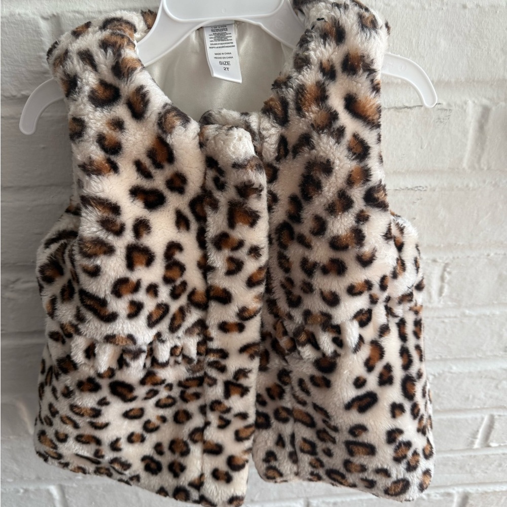 Little Me Leopard Print Faux Fur Vest